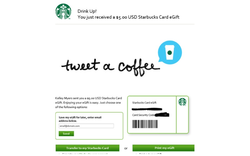 Starbuck chạy chiến dịch “Tweet-a-Coffee” thành công